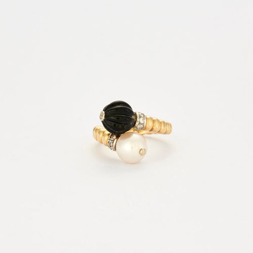 Bague 51 Bague diamants, perle et onyx 58 Facettes 2507