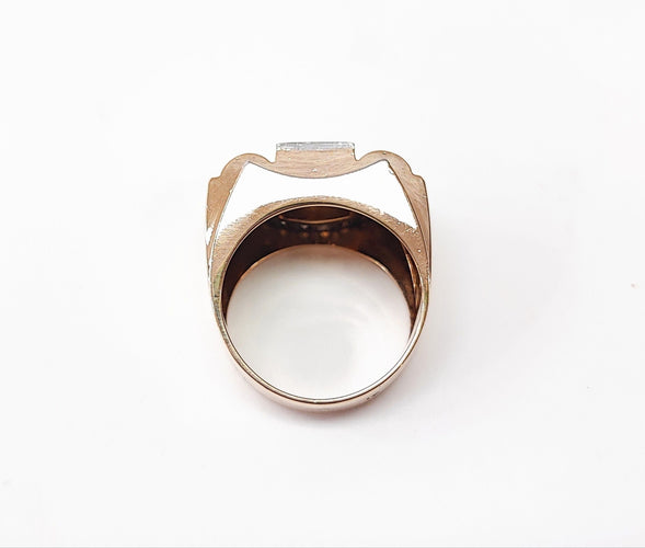 Bague 54 Bague Tank diamants en or rose et platine 58 Facettes Bag.Tank.Dt-1323