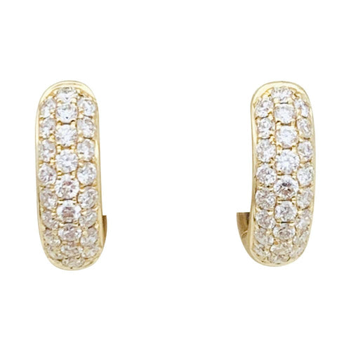 Boucles d'oreilles Paire de créoles or jaune, diamants. 58 Facettes 34483