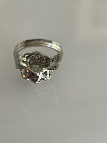 Bague Bague Fleur Diamants Taille Ancienne 58 Facettes