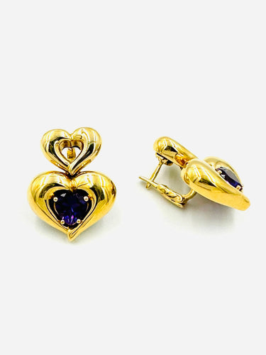 Boucles d'oreilles VAN CLEEF & ARPELS. Boucles d’oreilles or jaune et améthystes 58 Facettes