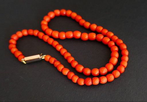 Necklace Necklace Of Faceted Ancient Coral Beads, Gold Clasp 58 Facettes