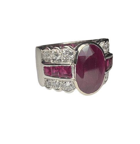 Bague 58 Bague or blanc, diamants, rubis 58 Facettes