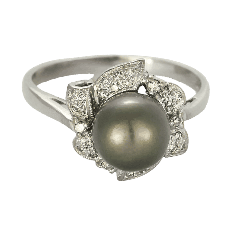 Bague des Iles or blanc, perle de Tahiti