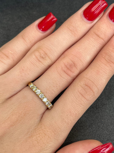 Bague 54 Demi alliance or jaune et diamants 58 Facettes 00004901