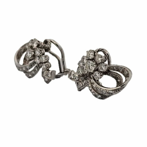 Boucles d'oreilles en argent et or bas avec gros diamants