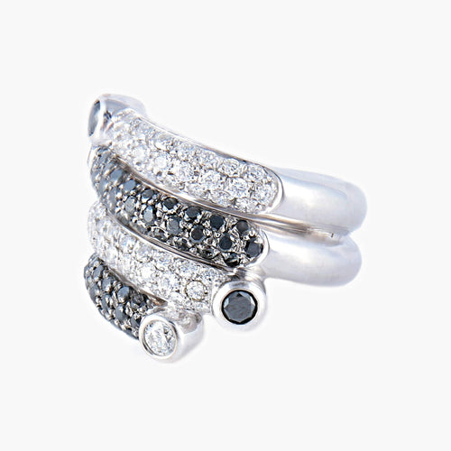 Bague 50 Bague Diamants noirs et blancs 58 Facettes AB591