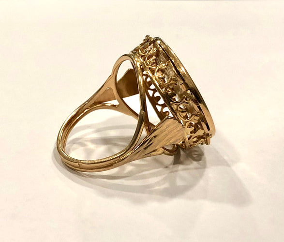 Bague 55 Bague pièce Napoléon 20 frs or jaune 58 Facettes