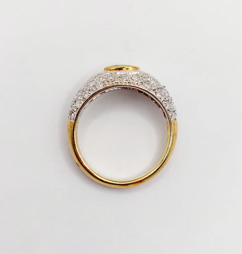 Bague 51 Bague jonc vintage or jaune 18k saphir naturel et pavé de diamant 58 Facettes A06171