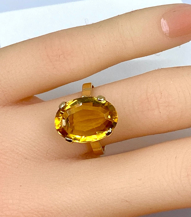 Bague 52 Bague or jaune, citrine 58 Facettes AB385