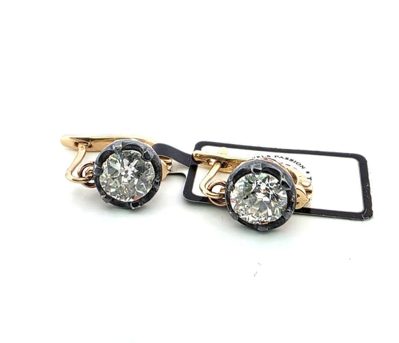 Boucles d'oreilles Boucles d'oreilles en diamant taille ancienne 1,90 ct G SI 58 Facettes