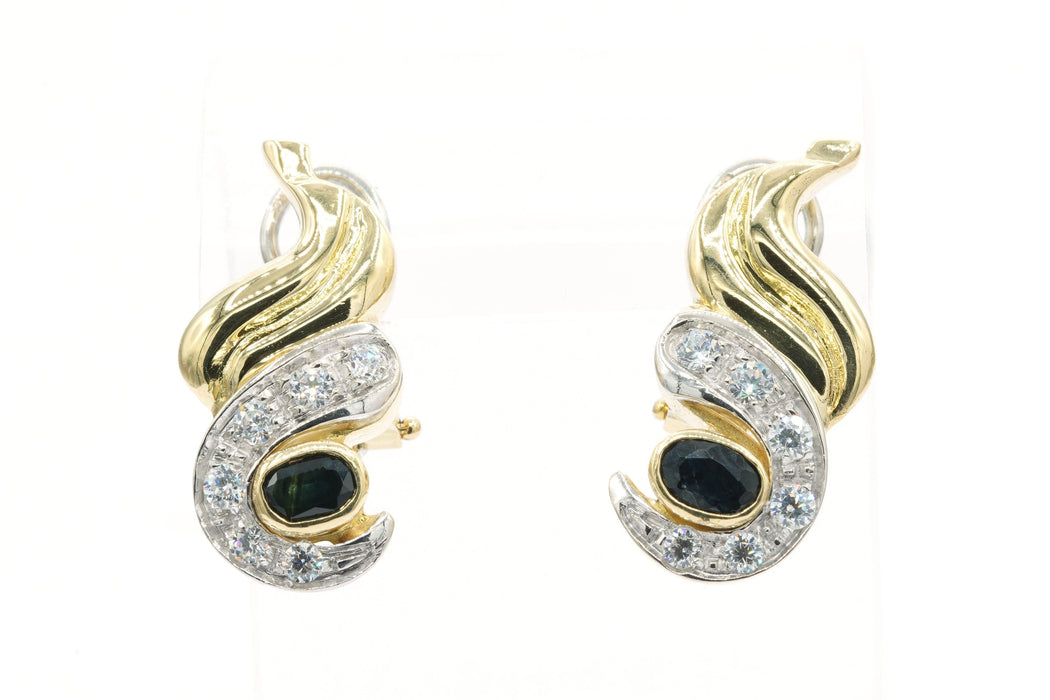 Boucles d'oreilles Boucles d'oreilles en or jaune et blanc serties de saphirs et de diamants 58 Facettes 21626