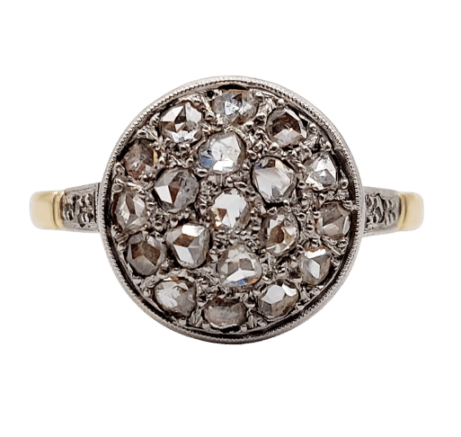 Bague 62.5 Bague cible or jaune, diamants taille rose (circa 1920) 58 Facettes A06337