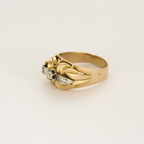 Bague 55,5 Bague or jaune, platine et diamants 58 Facettes HOU5529