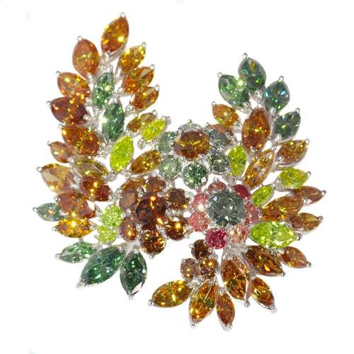 Broche Broche vintage exquise des années 1970 : une symphonie de plus de 19 carats de diamants de couleur fantaisie 58 Facettes 21092-0149
