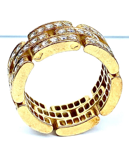 Bague 49 Bague CARTIER maillons panthère or jaune et diamants 58 Facettes AB78