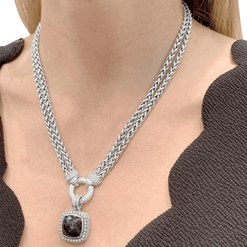 Collier Collier David Yurman, "Grand Albion", argent, hématite, diamants. 58 Facettes 34588