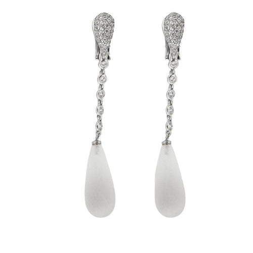 Boucles d'oreilles Gouttes Cristal de roche Diamants