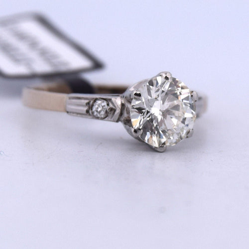 Bague 54 Bague ancienne en platine avec diamants 58 Facettes