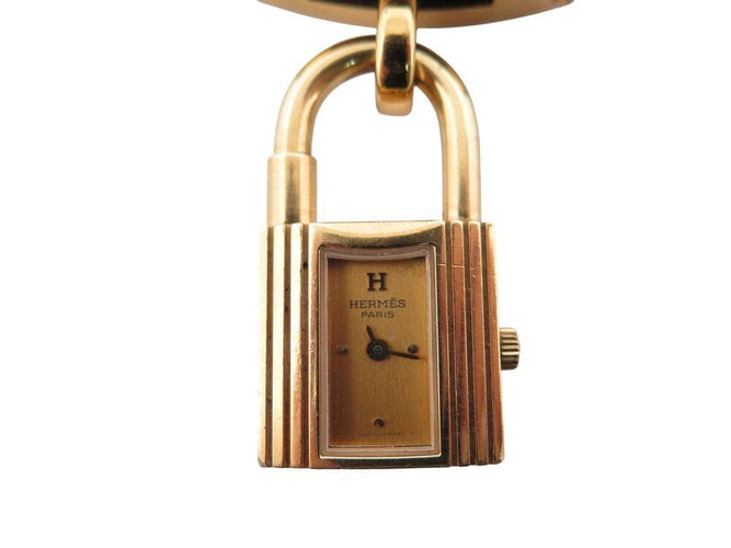 Montre montre vintage HERMES Kelly Mini Cadenas 20 mm plaque or quartz dame 58 Facettes 268902