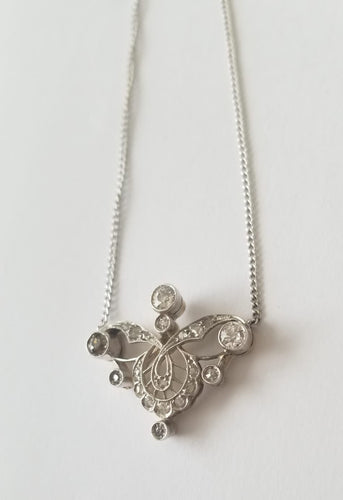 Collier Collier Art Déco en or blanc 18k et diamants 58 Facettes