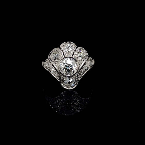 Bague 54 Bague Art Déco Platine et Diamants anciens - UNIQUE 58 Facettes