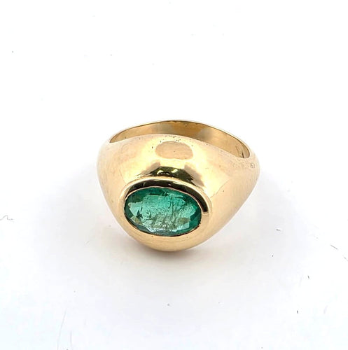 Bague 53 Bague en or jaune 18 carats sertie d'une émeraude ovale de 1,50 carat 58 Facettes