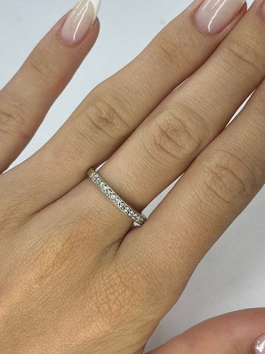 Bague 52 Demi-alliance or blanc et diamants 0,4 ct 58 Facettes 00079801