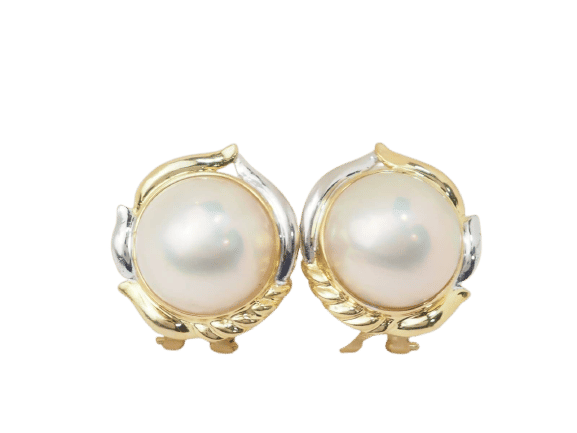 Boucles d'oreilles Boucles d'oreilles importantes en or bicolore et demis perles 58 Facettes 33132