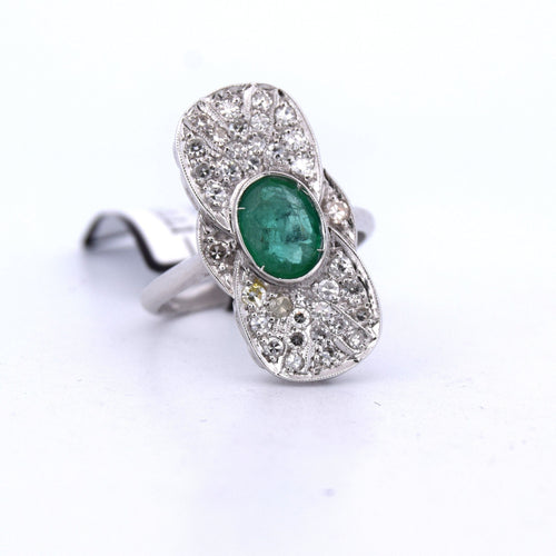 Bague 56 Bague Art Déco en or et émeraude 58 Facettes