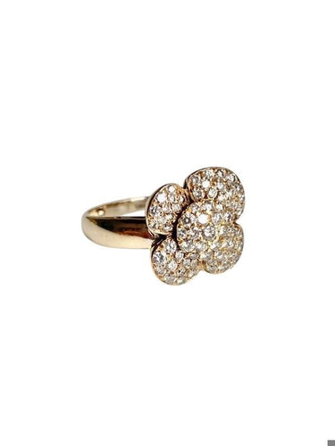 Bague 58 avec rétrecisseur Bague en or jaune 18k en forme de fleur et diamants 58 Facettes