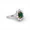 Bague 52.5 Bague Marguerite Vintage Française - Or 18 Carats, Emeraude, Diamants 58 Facettes
