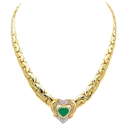 Collier Collier Maille haricot Or jaune Emeraude, Diamant 58 Facettes 4013232CN