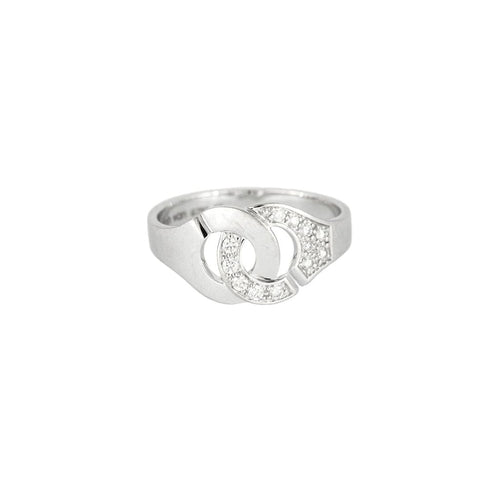 Bague 56 DINH VAN - Menottes - Bague or blanc et diamants 58 Facettes 250011