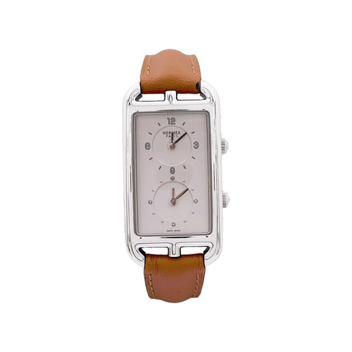 Montre Montre Hermès, "Nantucket Dual Time", acier, cuir, diamants. 58 Facettes 35145
