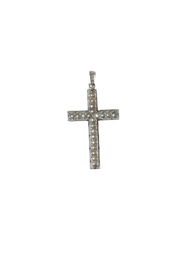 Pendentif Pendentif Croix Art Déco Perles et Diamants 58 Facettes