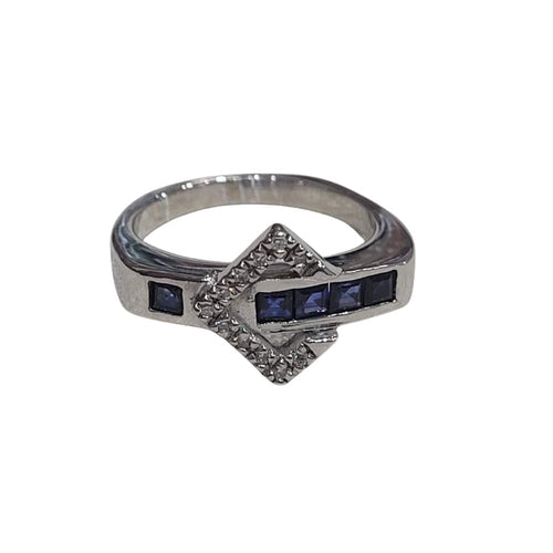 Bague Bague et boucles d'oreilles en or blanc 18 carats serties de saphirs et de diamants 58 Facettes S186PE253