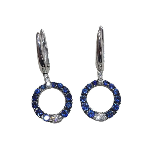 Boucles d'oreilles Boucles d'oreilles en or blanc 18 carats serties de saphirs et de diamants 58 Facettes PE697