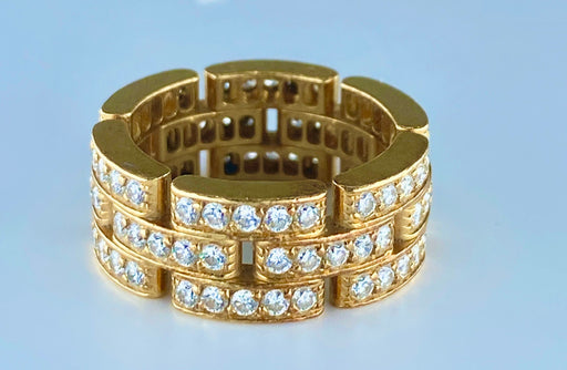 Bague 49 Bague CARTIER maillons panthère or jaune et diamants 58 Facettes AB78