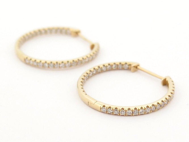 boucles d'oreilles creoles or 18k & 70 diamants 0.54ct certificat s