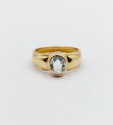 Bague 49 Bague jonc vintage or jaune 18k aigue marine de 0,70 carats 58 Facettes A06182