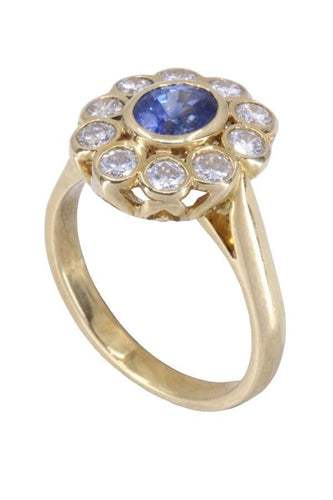 Bague 51 BAGUE MARGUERITE SAPHIR ET DIAMANTS 58 Facettes 088041