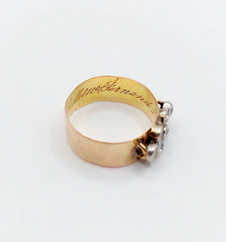 Bague 51.5 Bague jonc victorienne or rose 18k diamants taille ancienne (circa 1897) 58 Facettes A06142