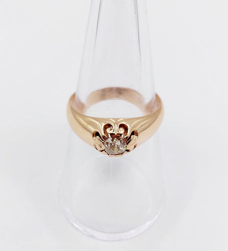 Bague 55 Bague jonc antique or rose 14k diamant taille ancienne 0,30 carats (circa 1906) 58 Facettes A06289