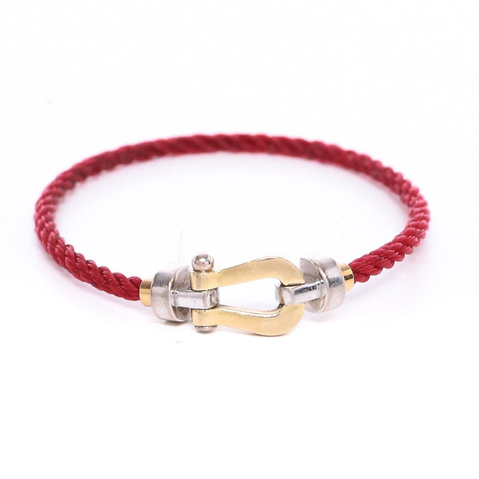 Bracelet FRED - Bracelet Force 10 MM cordon bordeaux, or jaune et or blanc 58 Facettes 104996