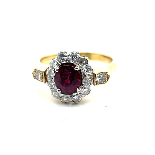 Bague 53 Bague Marguerite Ancienne Rubis Diamants 58 Facettes
