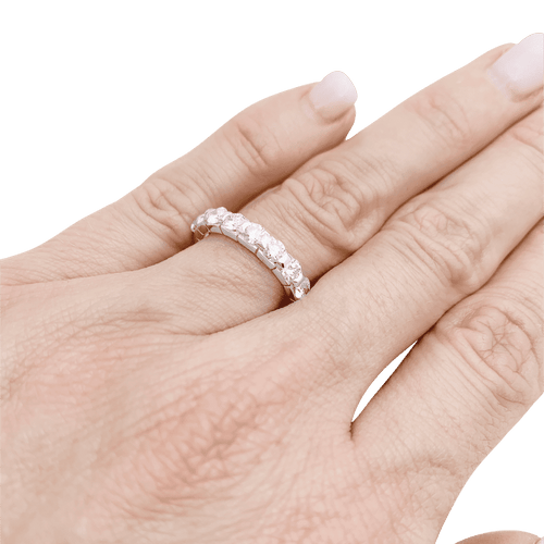 Bague 52 Demi-alliance or blanc et diamants. 58 Facettes 34472