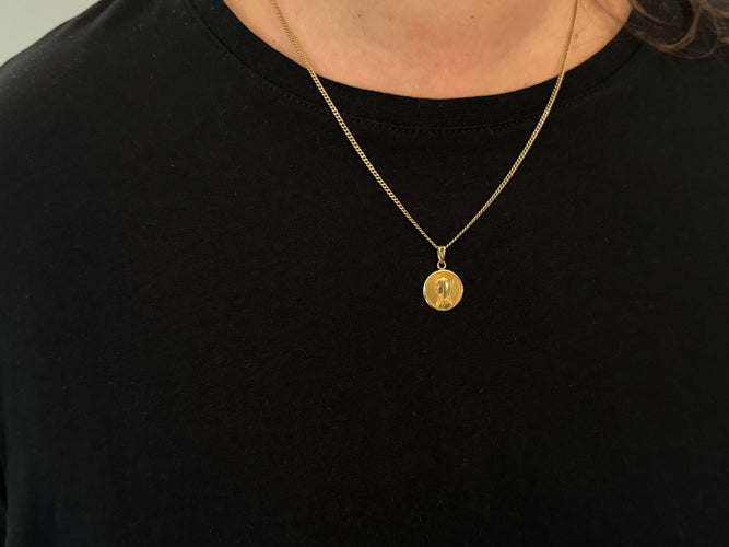 Pendentif Médaille de la Vierge en or 18 carats jaune et or rose 58 Facettes