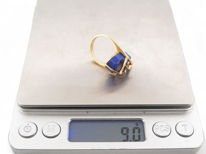 Bague 54 vintage bague FRED t54 en or jaune 18k sertie pierre lapis lazuli 9gr 58 Facettes 269965