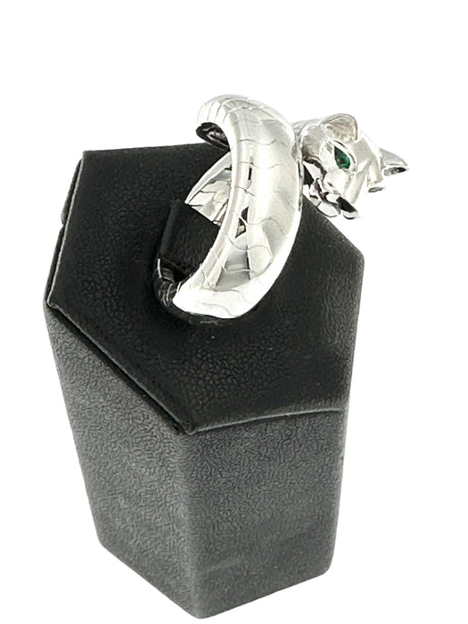 Bague 58.5 CARTIER - Bague Panthère Lakarda en or blanc, émeraudes et onyx 58 Facettes